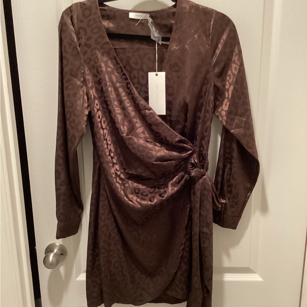 Elegant Brown Wrap Dress
